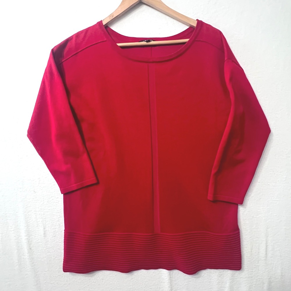 TINT & SHADOW Red 3/4 Sleeve‎ Boat Neck Knit Top Sweater Women's Size L